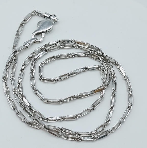 Vintage 14k White Gold Milano Link Chain Necklace - Picture 8 of 12
